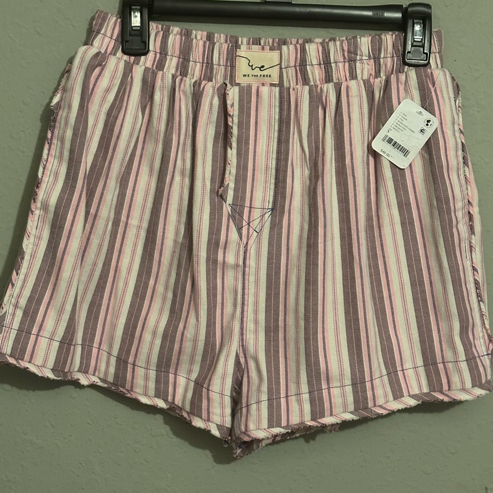 Free People We The Free Day To Day Flannel Boxers Pajama Shorts Burgundy Combo - Picture 6 of 15